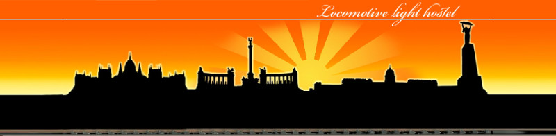 Budapest fantasy caricature with popular tourist spots.